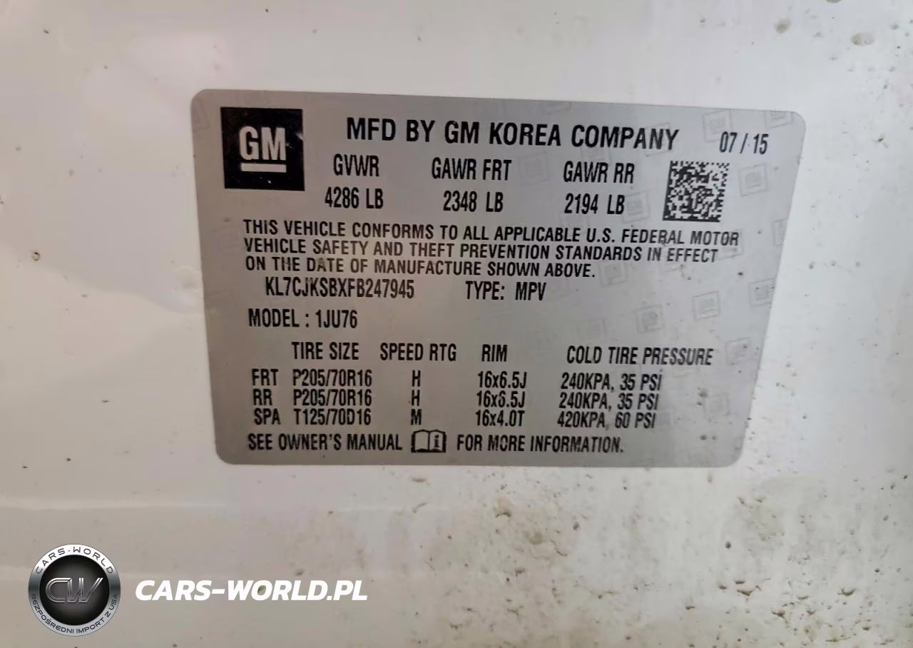 2015 Chevrolet Trax Ls VIN:KL7CJKSBXFB247945 - 13
