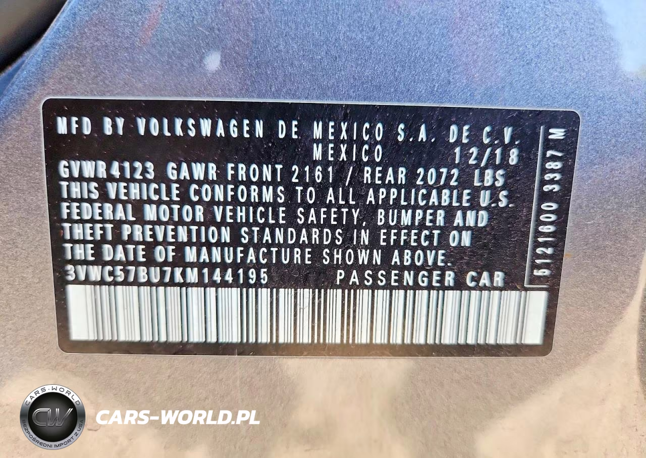 2019 Volkswagen Jetta S VIN:3VWC57BU7KM144195 - 12