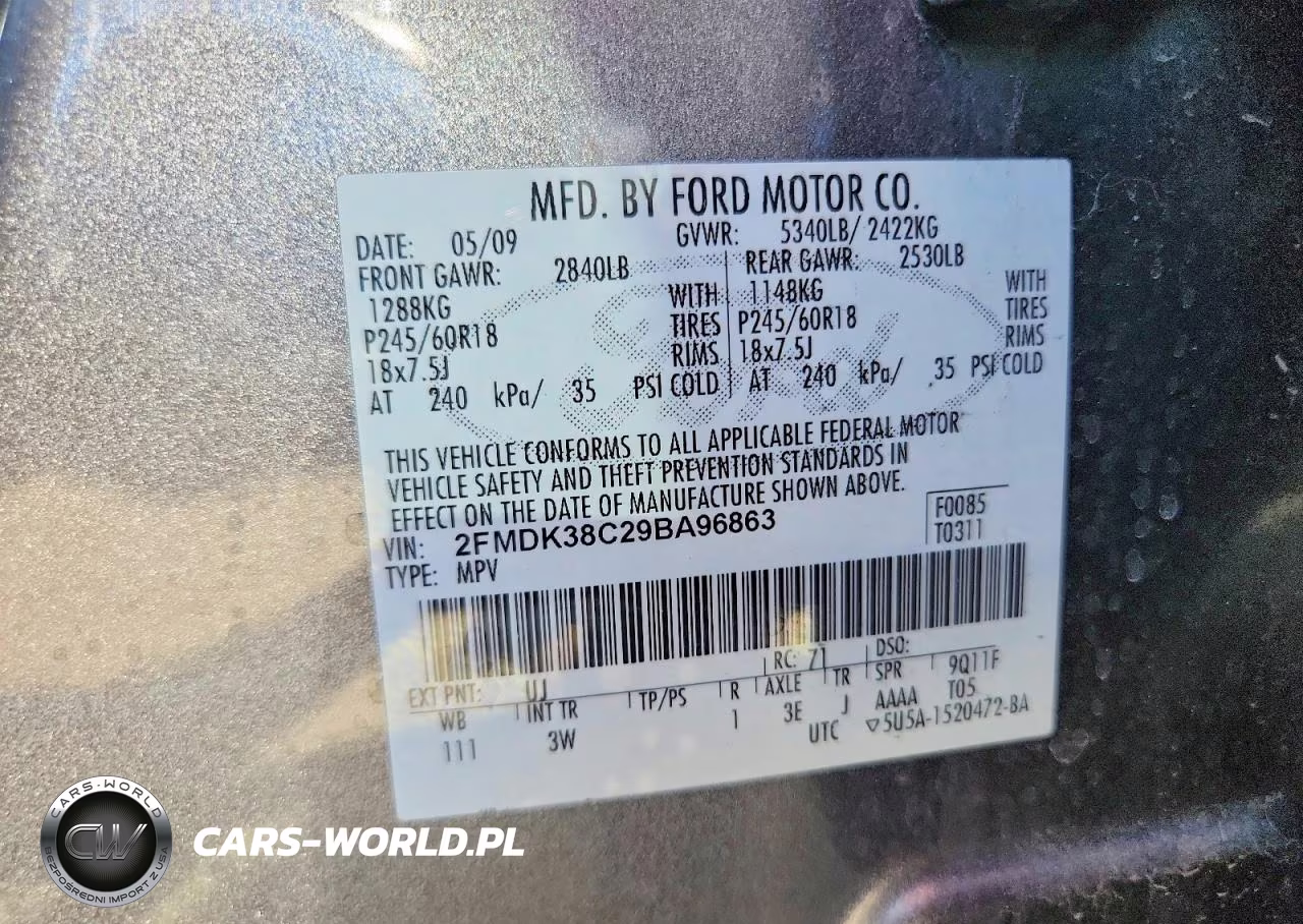 2009 Ford Edge Sel VIN:2FMDK38C29BA96863 - 13