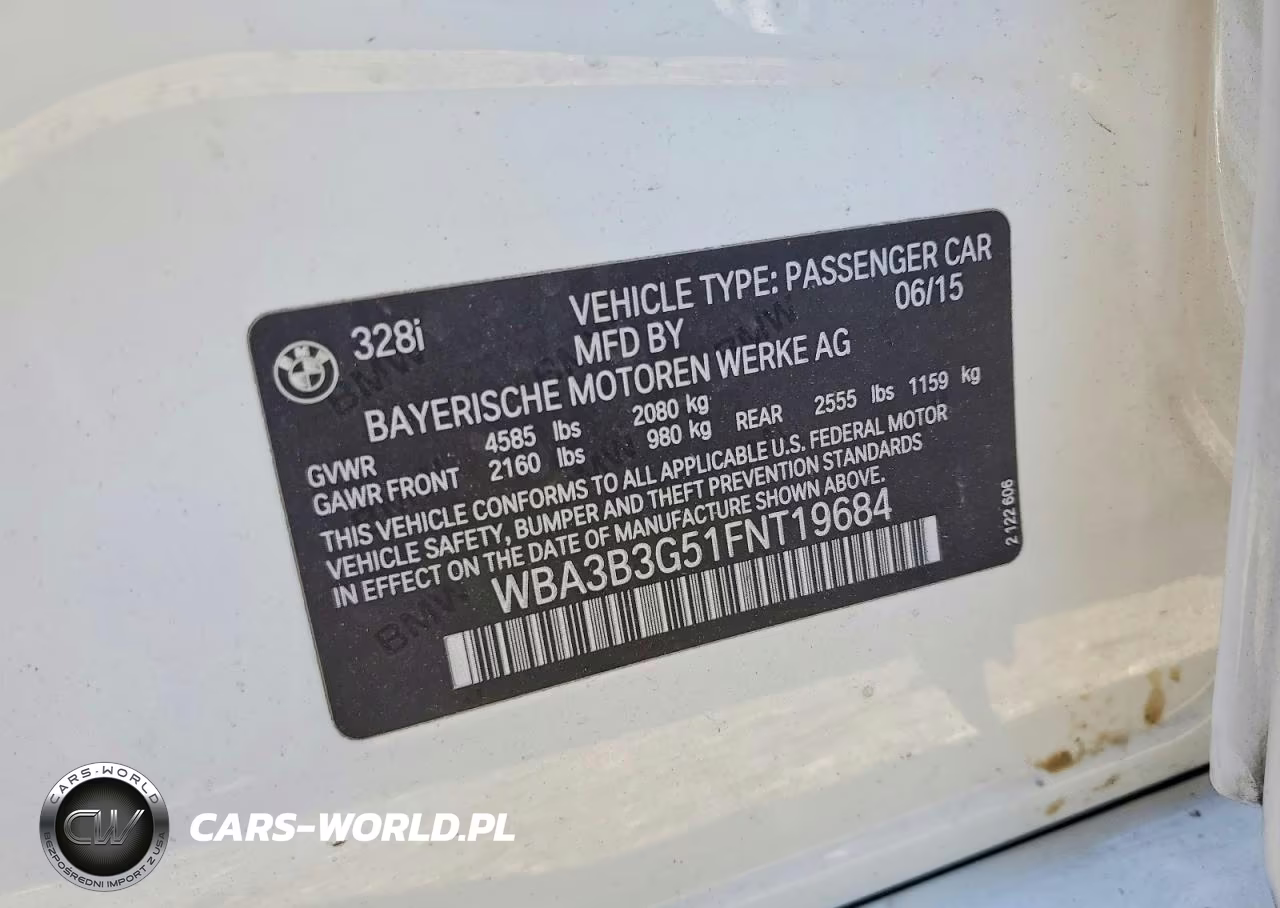 2015 BMW 328 Xi VIN:WBA3B3G51FNT19684 - 12
