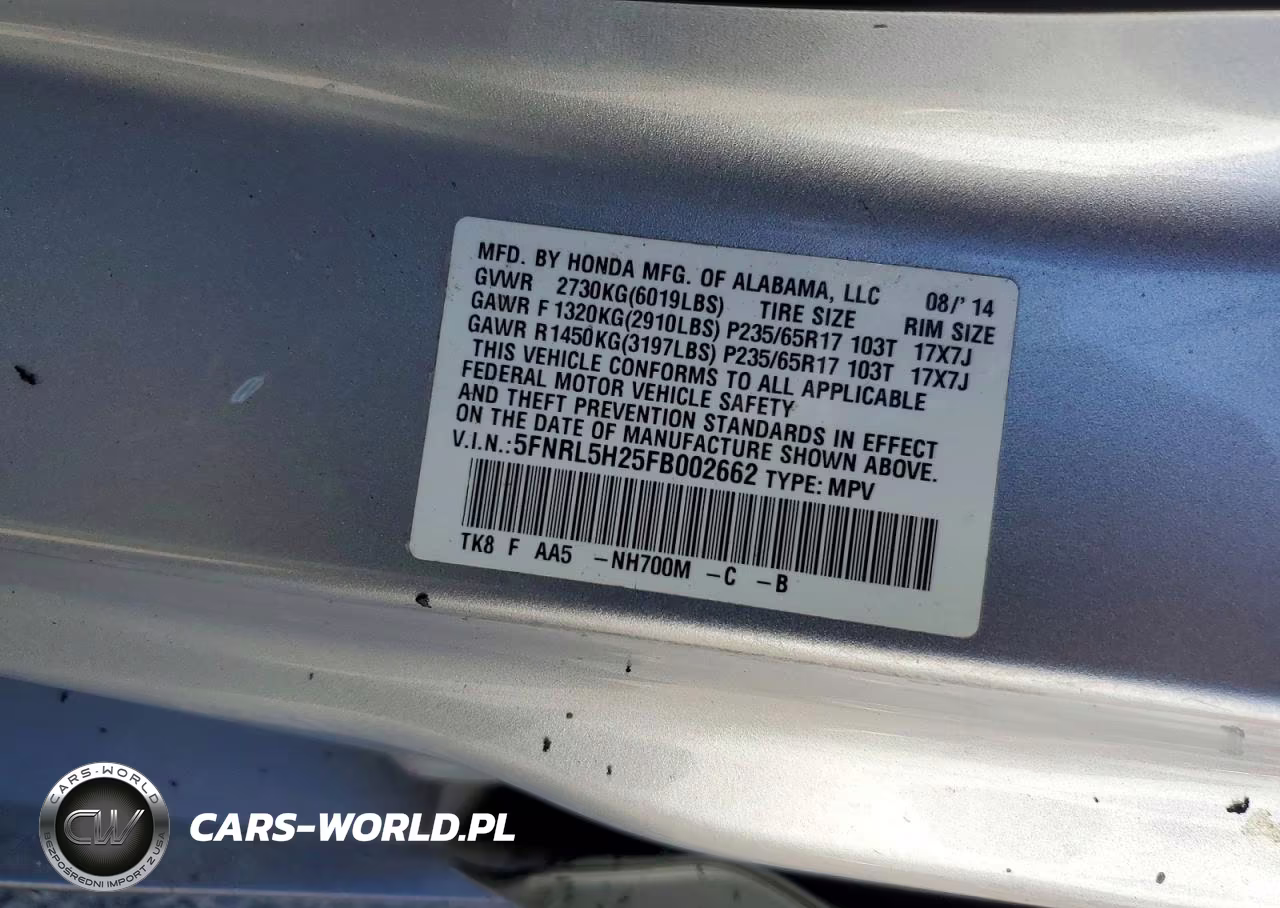 2015 Honda Odyssey Lx VIN:5FNRL5H25FB002662 - 13