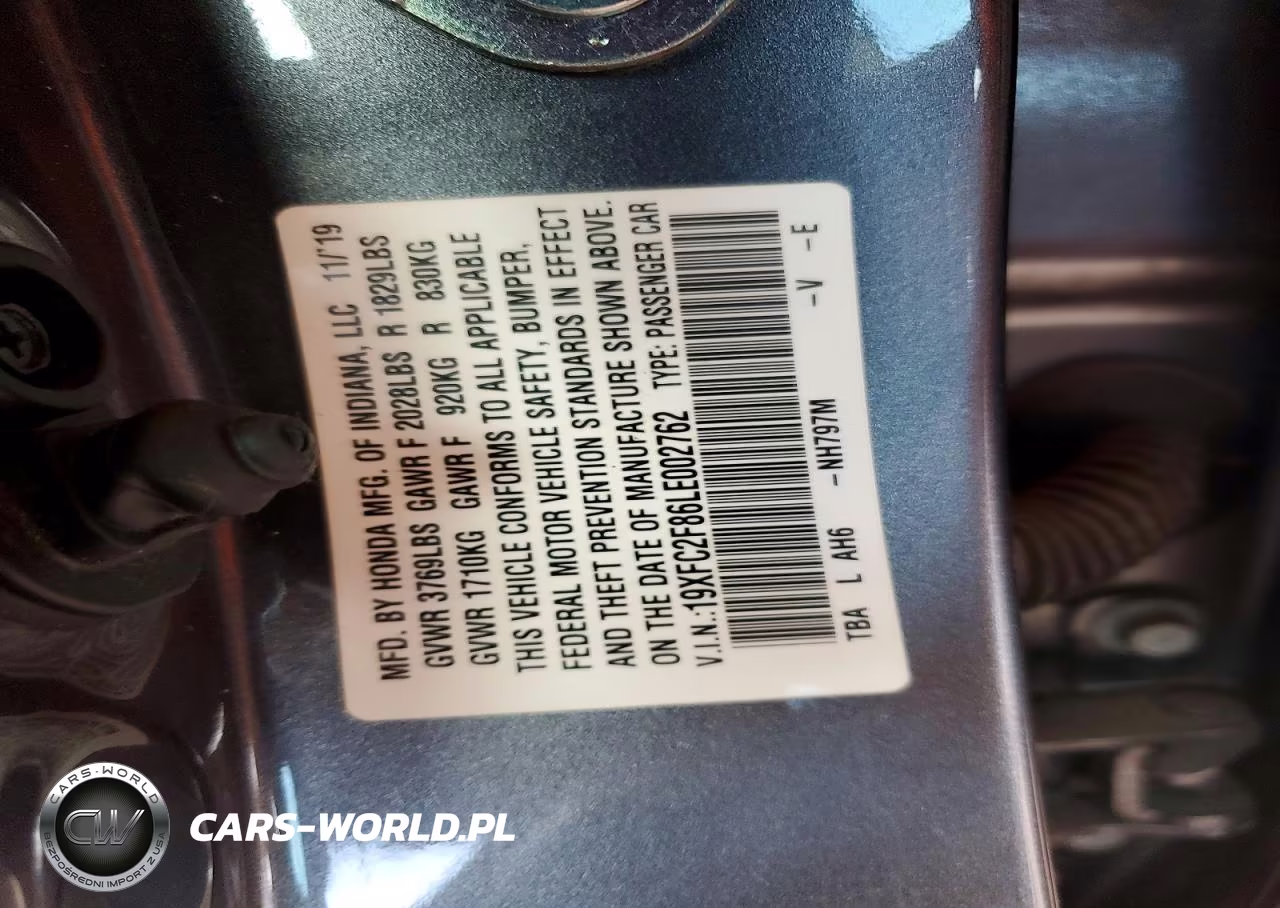 2020 Honda Civic Sport VIN:19XFC2F86LE002762 - 12