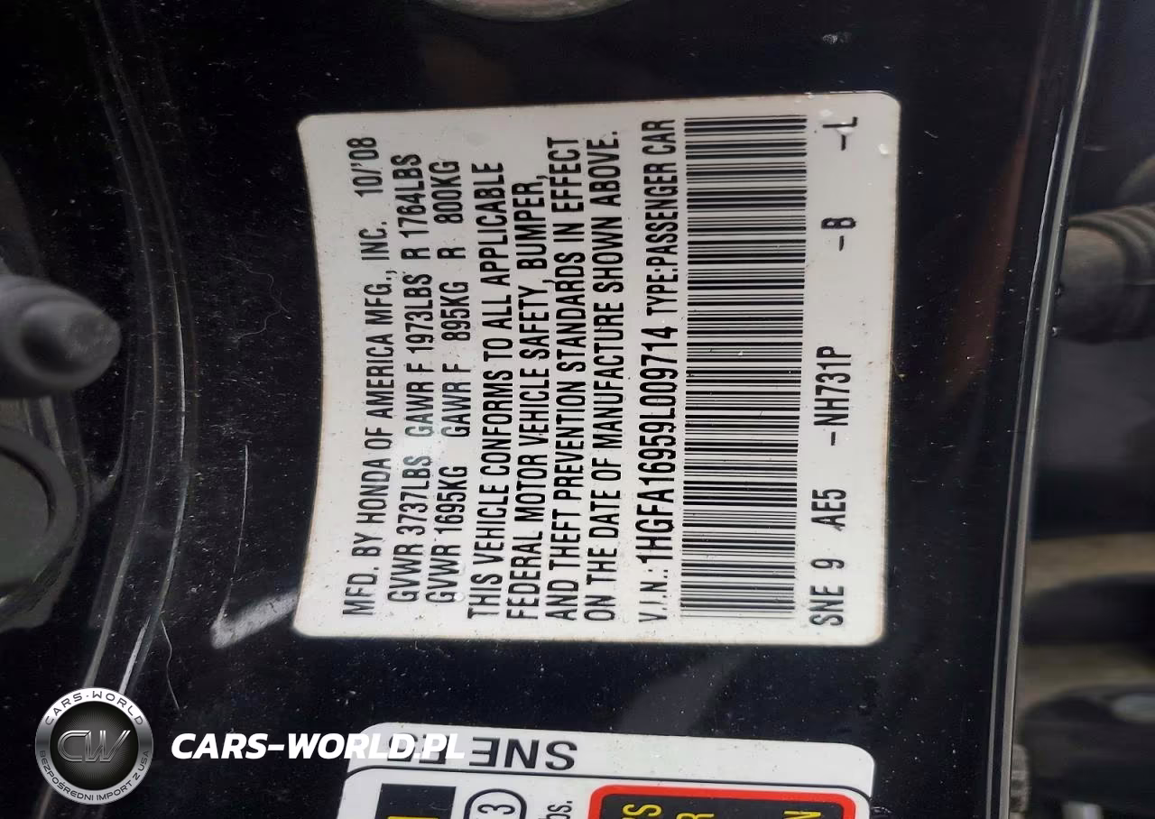 2009 Honda Civic Exl VIN:1HGFA16959L009714 - 12