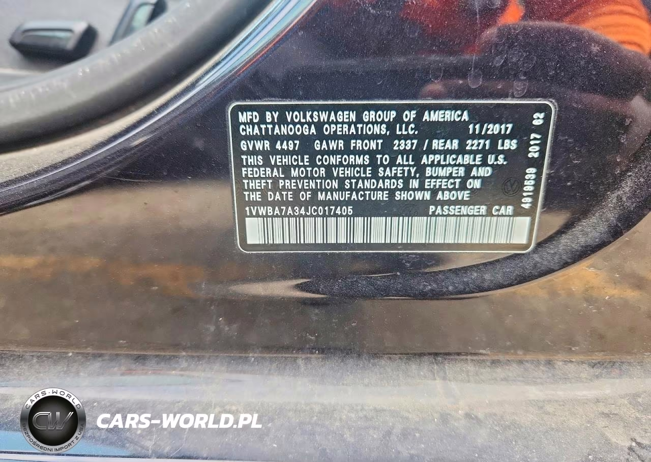 2018 Volkswagen Passat Se VIN:1VWBA7A34JC017405 - 12