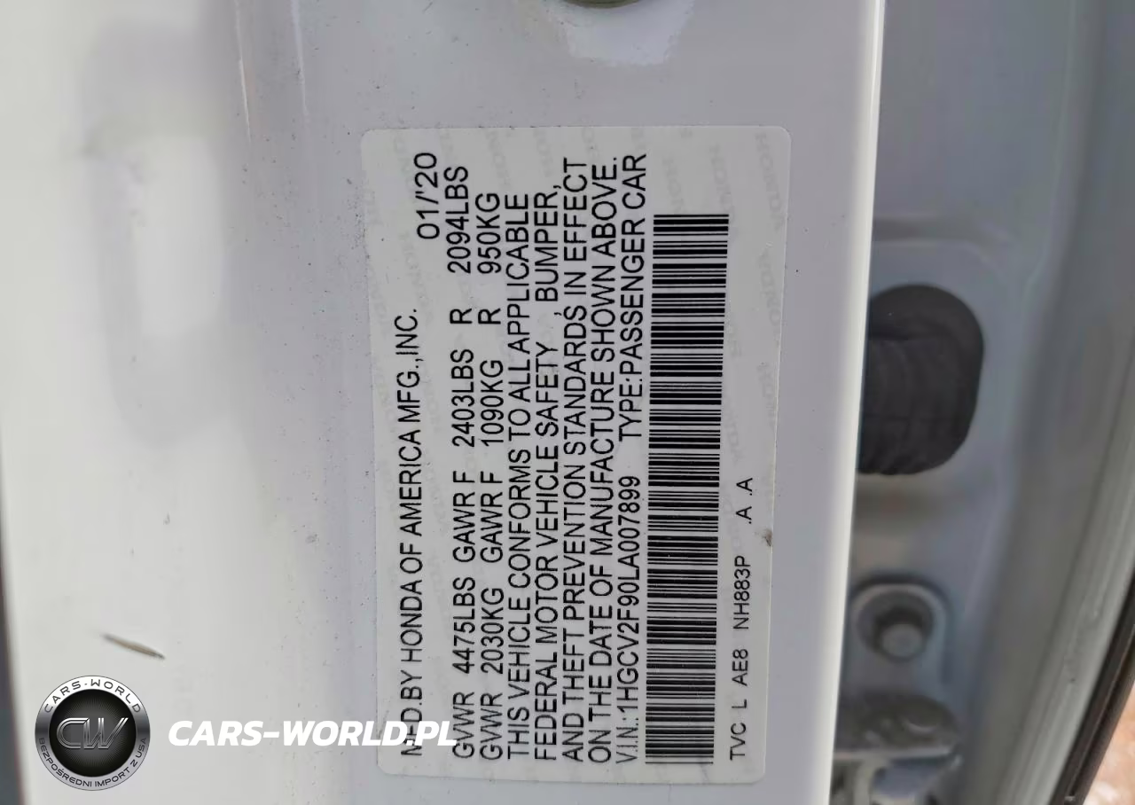 2020 Honda Accord Touring VIN:1HGCV2F90LA007899 - 13