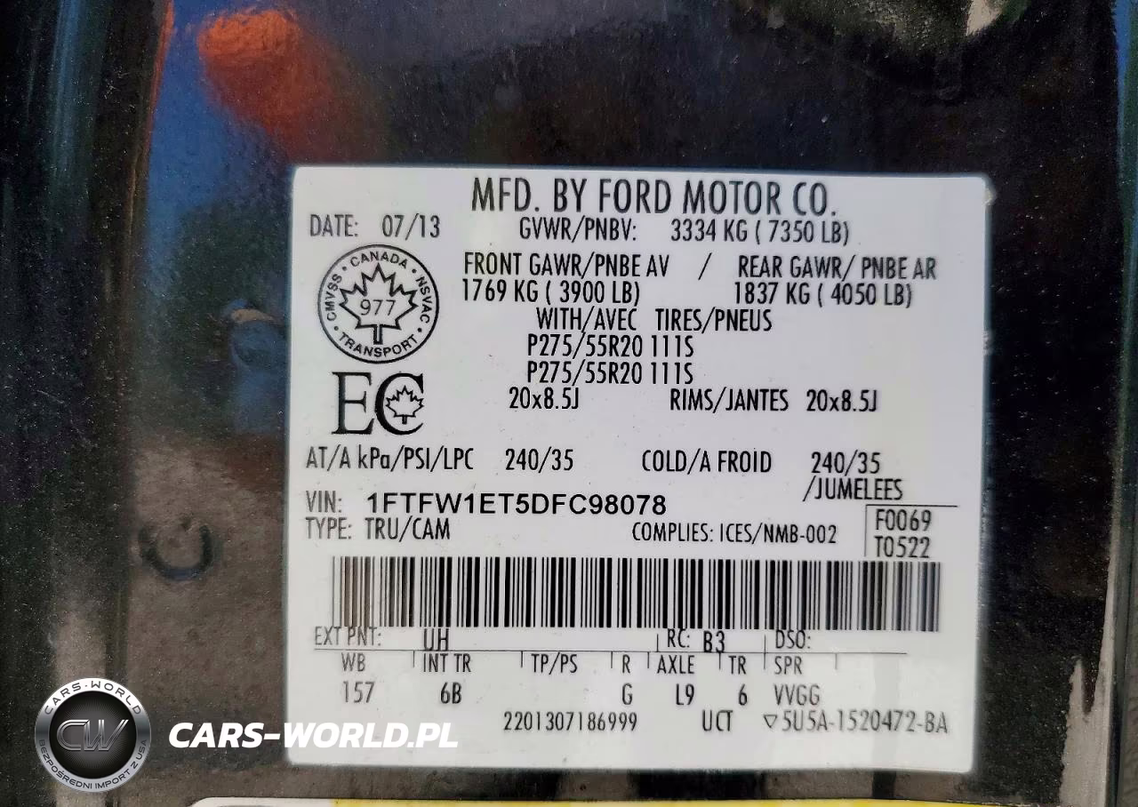 2013 Ford F150 Supercrew VIN:1FTFW1ET5DFC98078 - 12