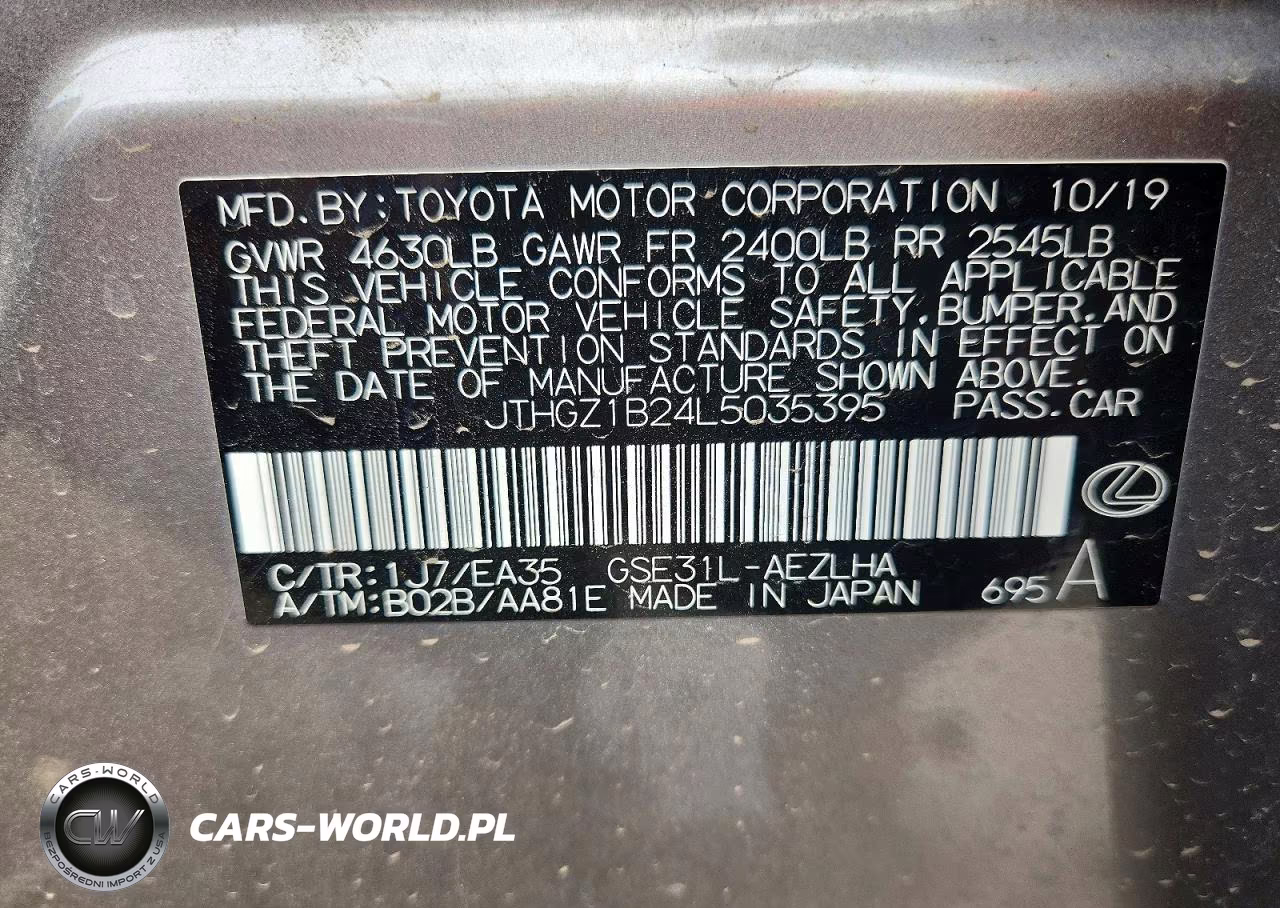 2020 Lexus Is 350 F Sport VIN:JTHGZ1B24L5035395 - 12