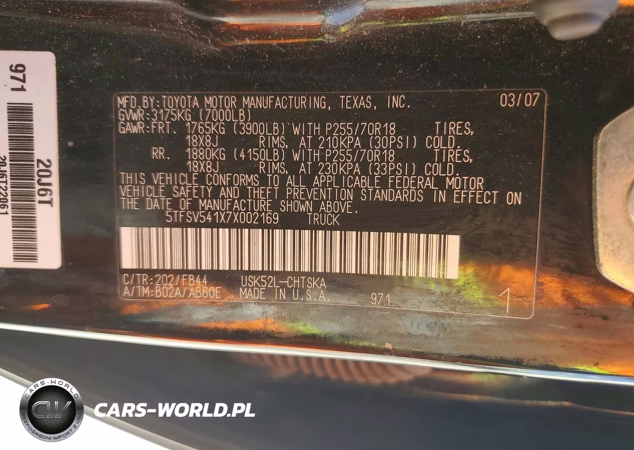 2007 Toyota Tundra Double Cab Sr5 VIN:5TFSV541X7X002169 - 12