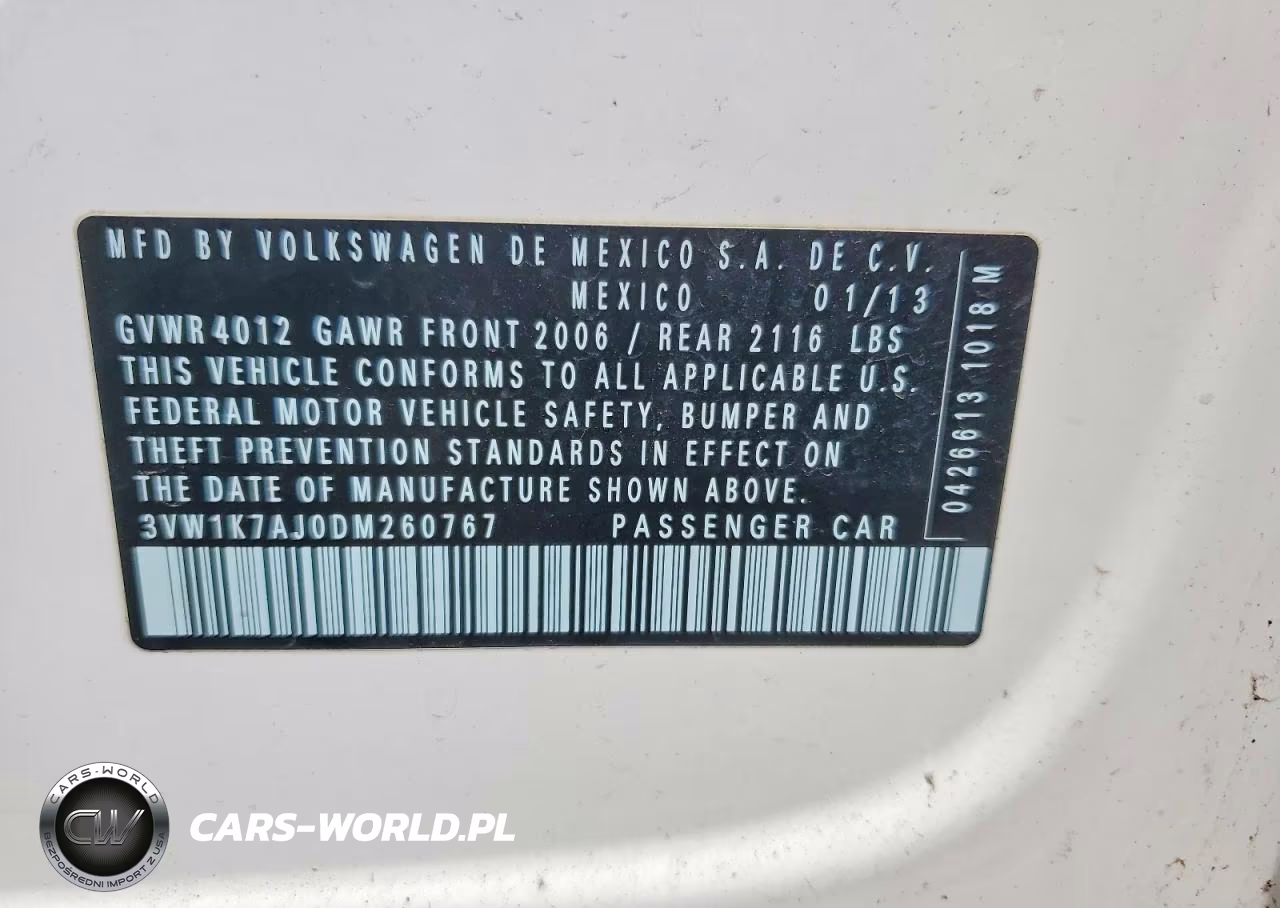 2013 Volkswagen Jetta Base VIN:3VW1K7AJ0DM260767 - 12