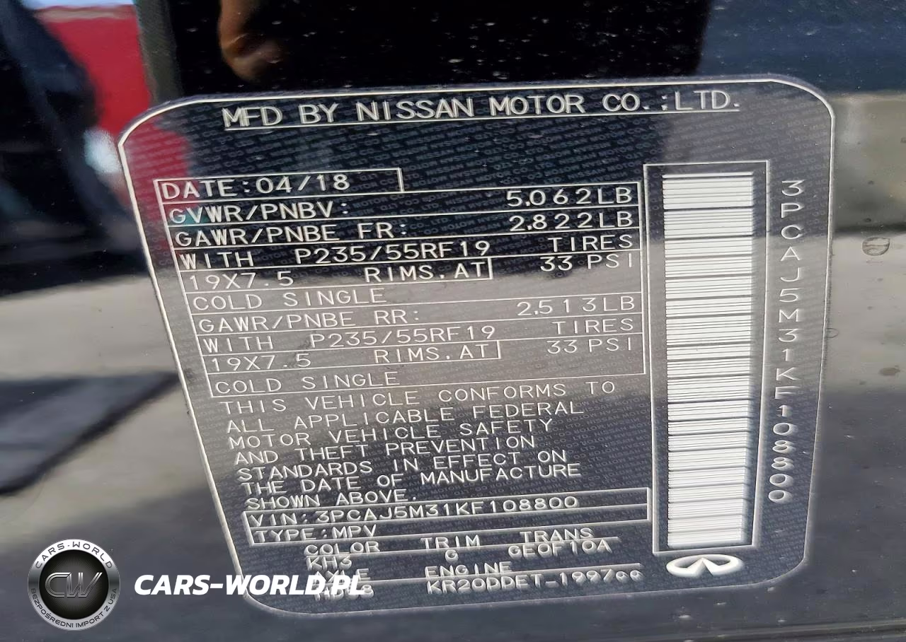 2019 Infiniti Qx50 Essential VIN:3PCAJ5M31KF108800 - 14