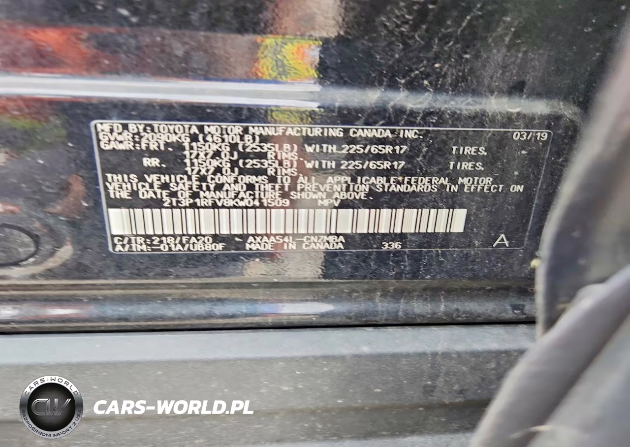 2019 Toyota Rav4 Xle VIN:2T3P1RFV8KW041509 - 13