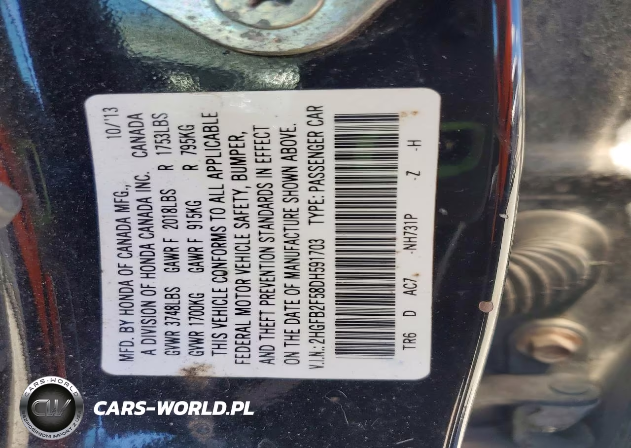 2013 Honda Civic Lx VIN:2HGFB2F58DH591703 - 13