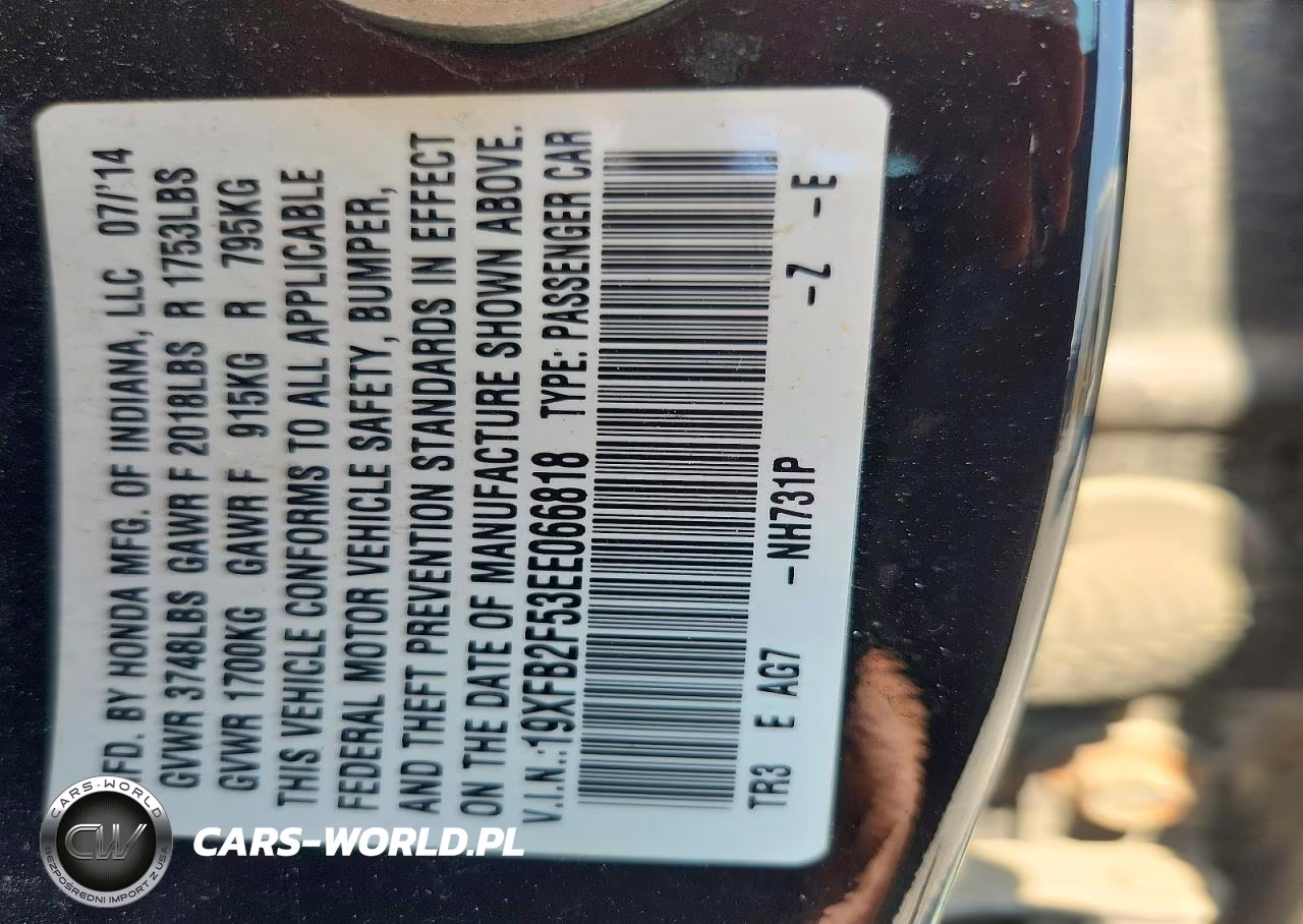 2014 Honda Civic Lx VIN:19XFB2F53EE066818 - 12