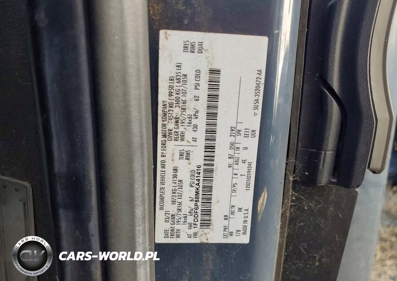 2021 Ford Transit Delivery Truck VIN:1FDDF6P88MKA41416 - 13