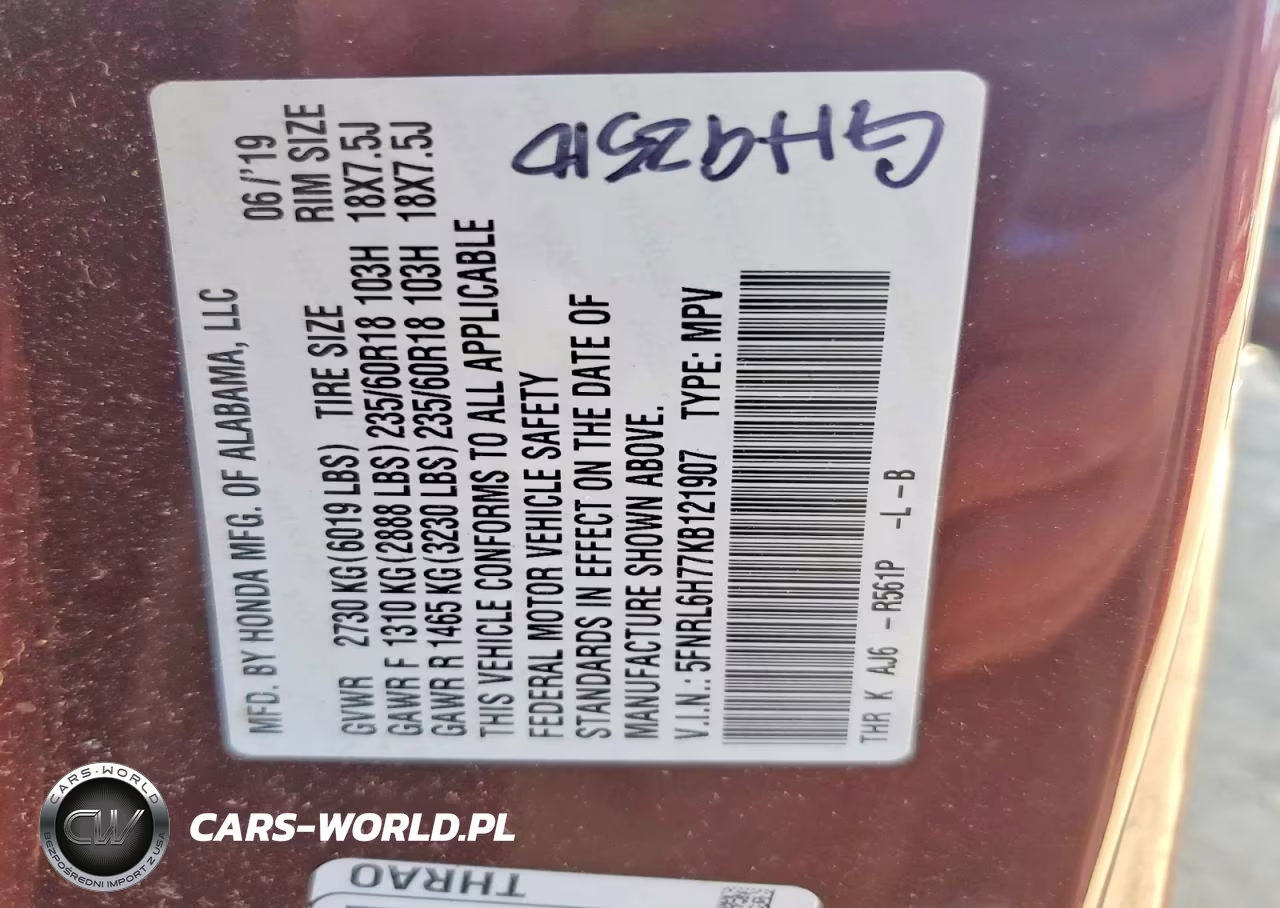 2019 Honda Odyssey Exl VIN:5FNRL6H77KB121907 - 14
