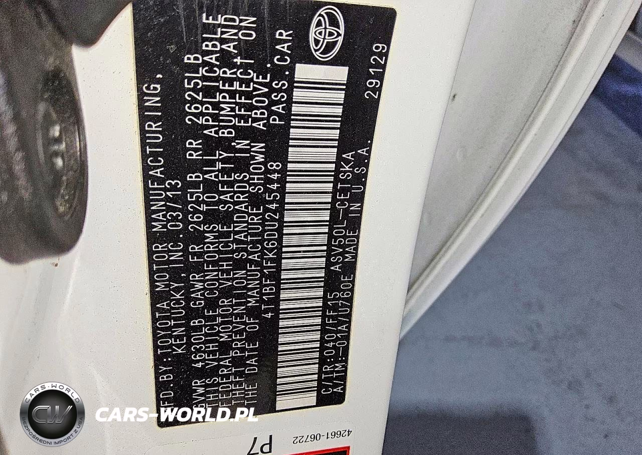 2013 Toyota Camry Se VIN:4T1BF1FK6DU245448 - 12