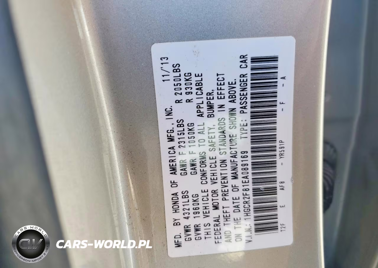 2014 Honda Accord Exl VIN:1HGCR2F81EA089169 - 12