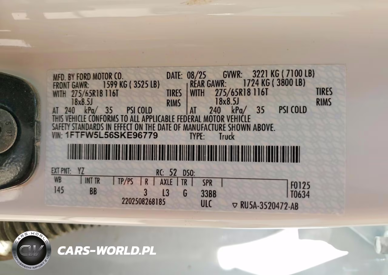 2025 Ford F-150 Lariat VIN:1FTFW5L56SKE96779 - 12
