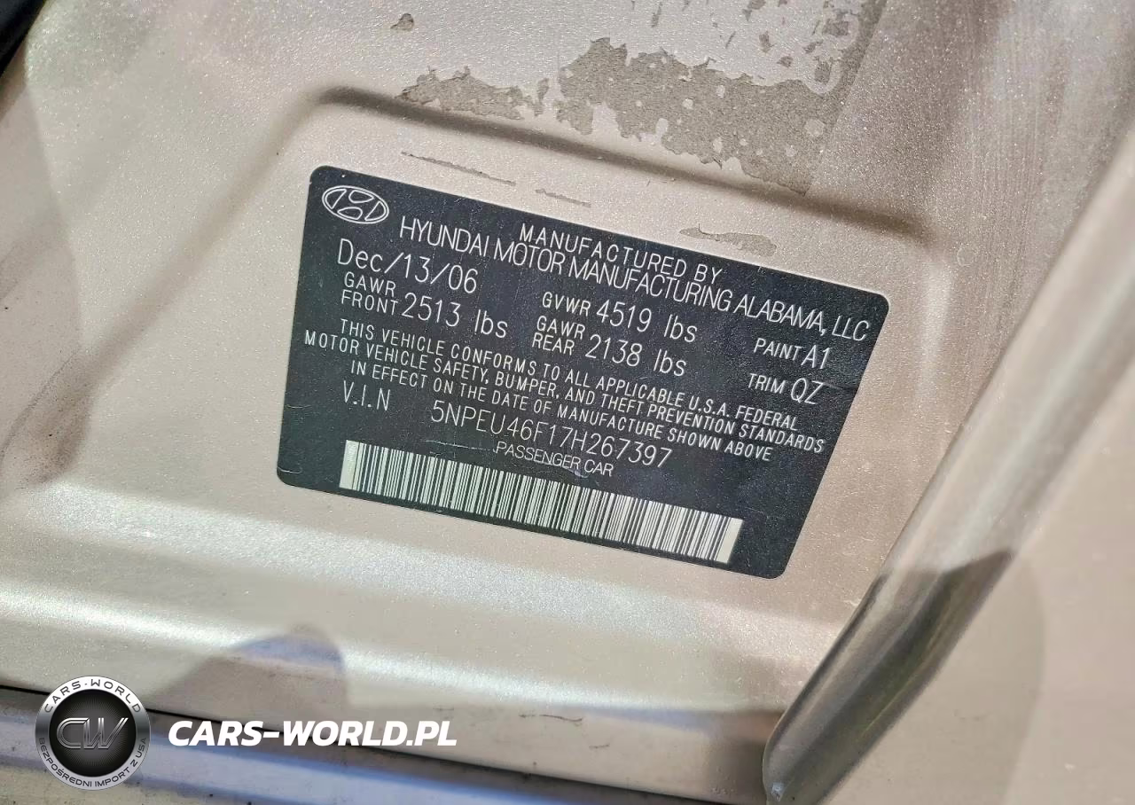 2007 Hyundai Sonata Se VIN:5NPEU46F17H267397 - 13