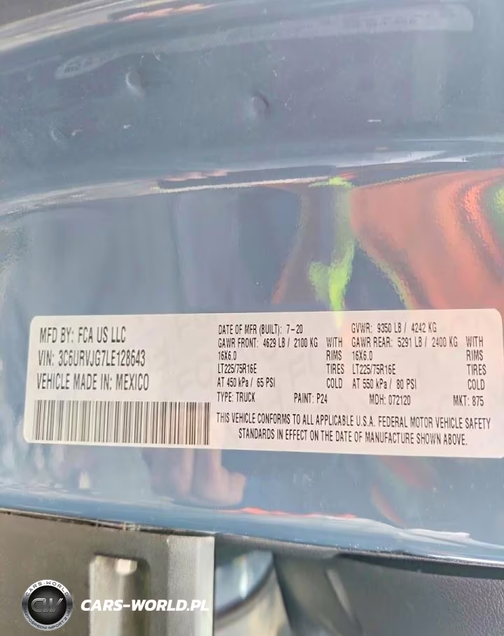 2020 Ram Promaster 3500 Delivery Van VIN:3C6URVJG7LE128643 - 12