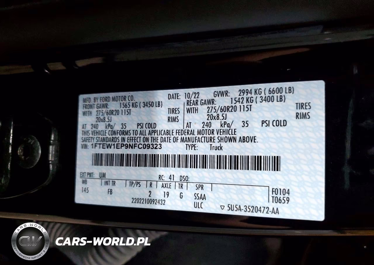 2022 Ford F150 Supercrew VIN:1FTEW1EP9NFC09323 - 12