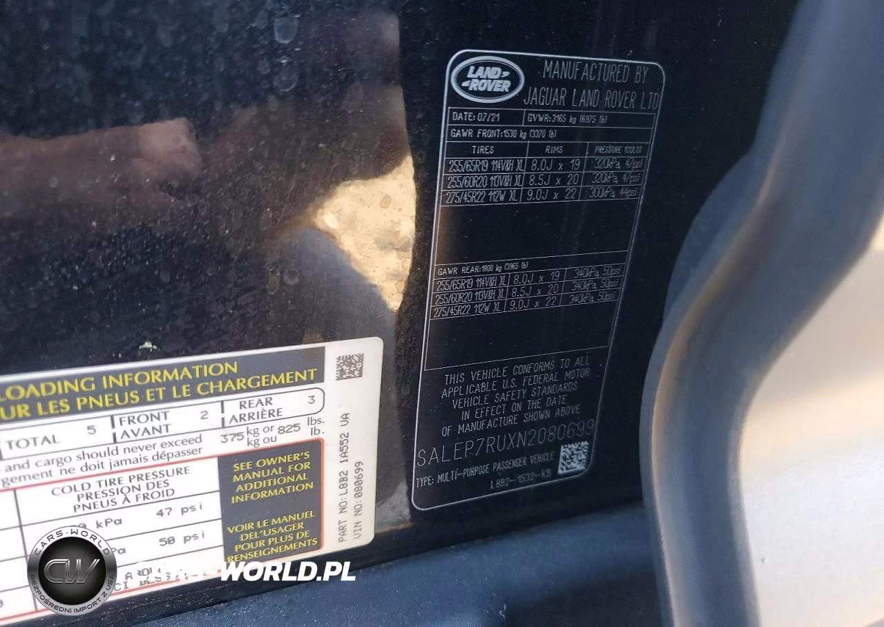 2022 Land Rover Defender 110 Se VIN:SALEP7RUXN2080699 - 13