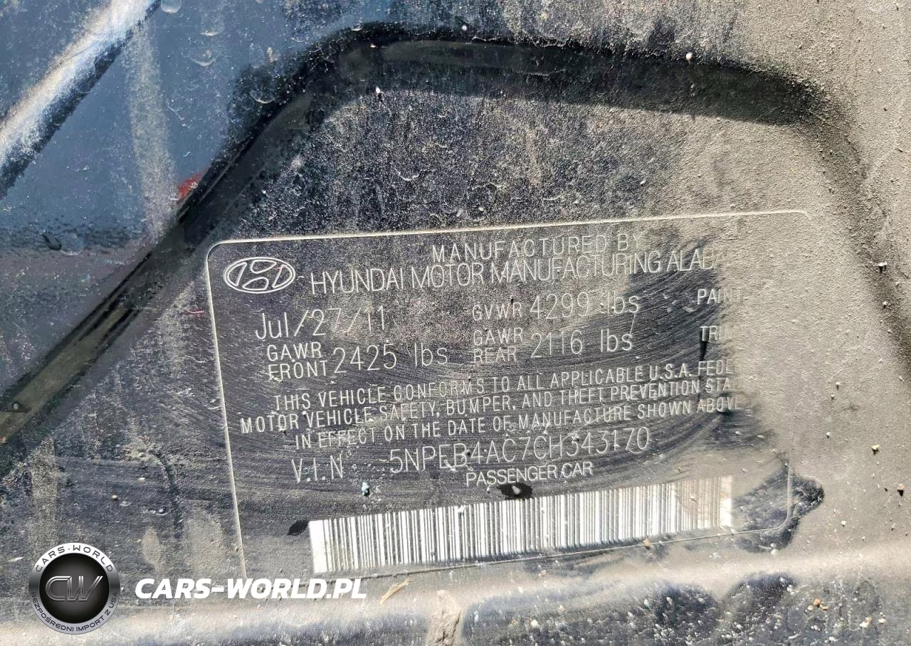 2012 Hyundai Sonata Gls VIN:5NPEB4AC7CH343170 - 13
