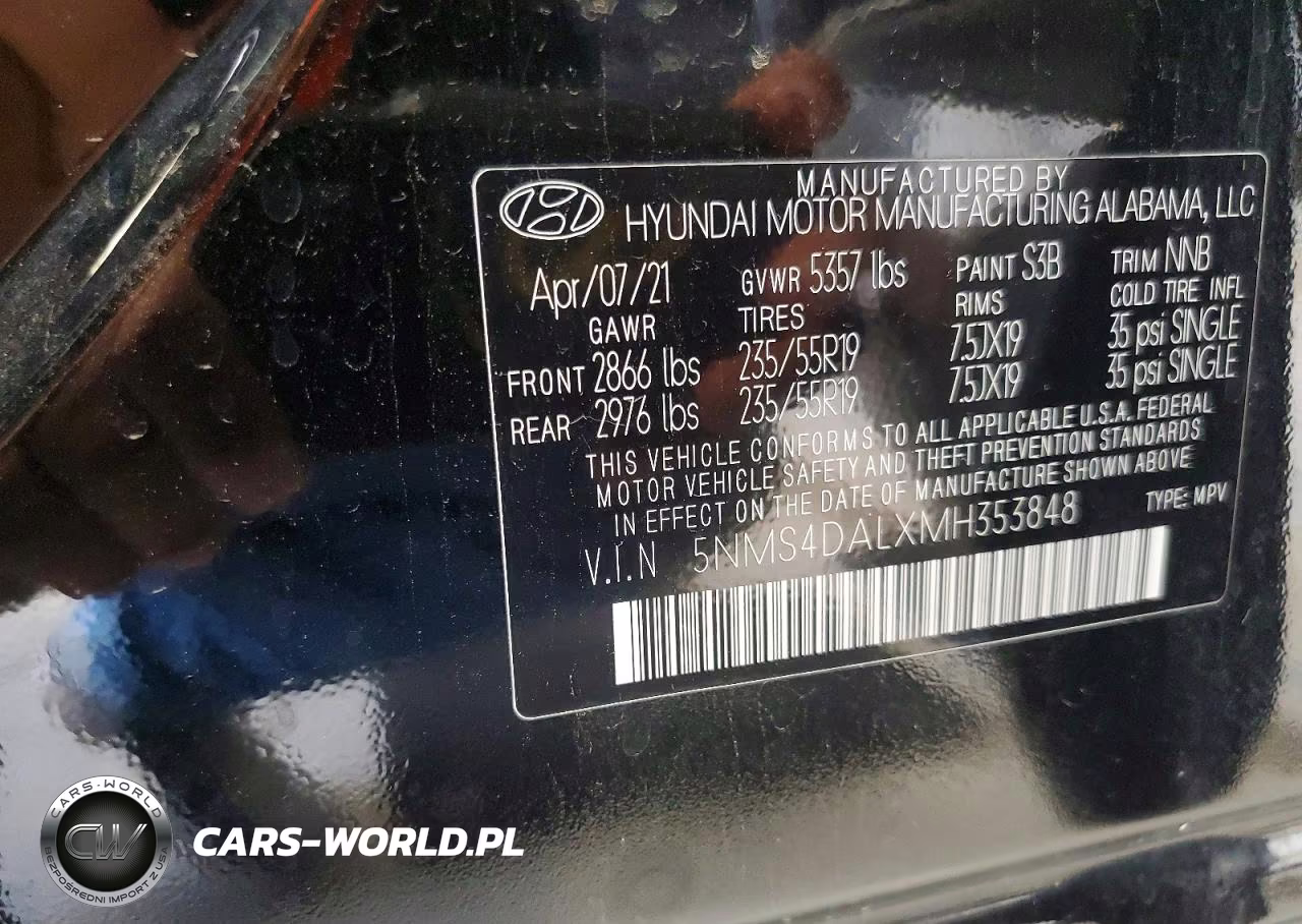 2021 Hyundai Santa Fe Limited VIN:5NMS4DALXMH353848 - 12
