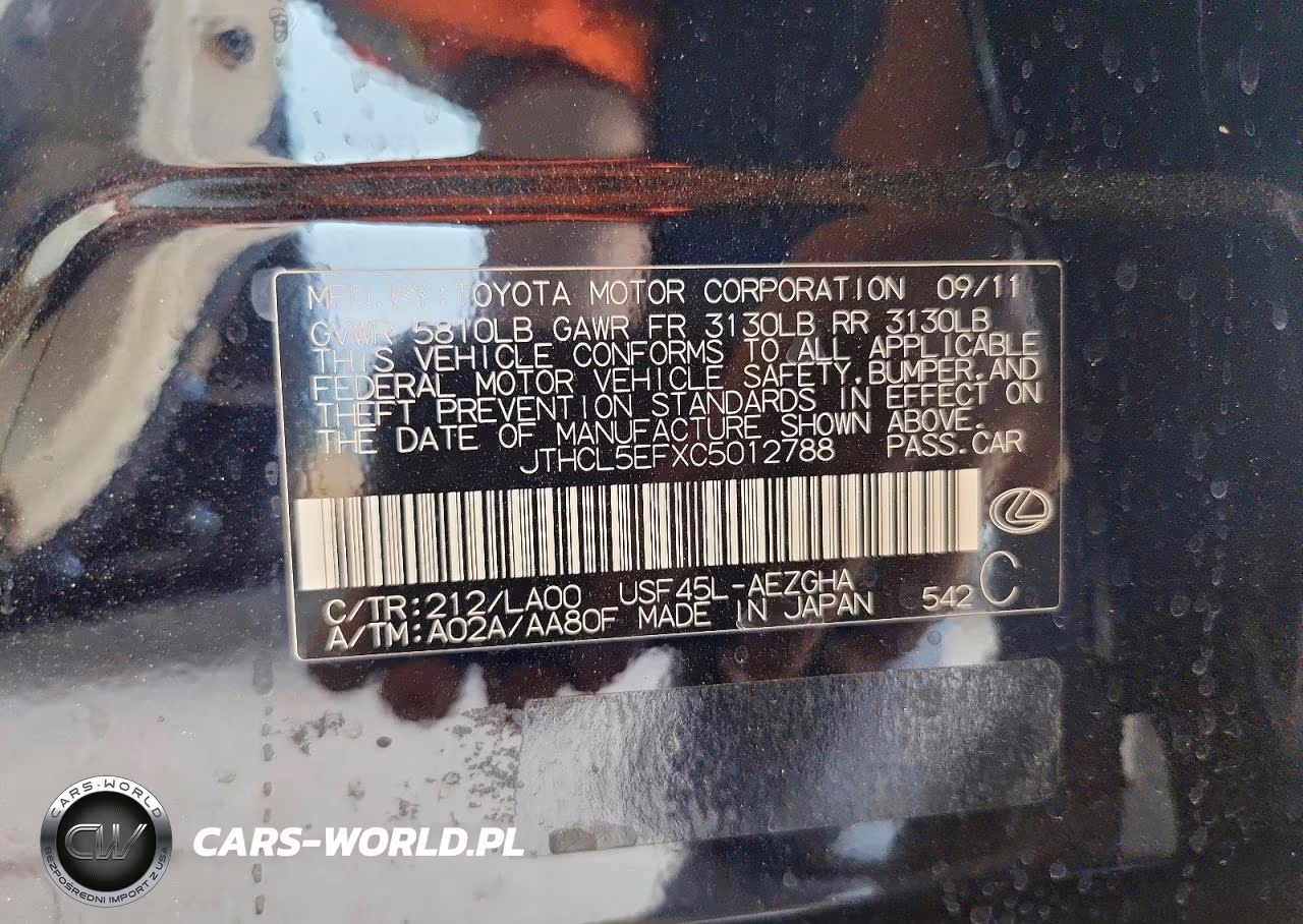 2012 Lexus Ls 460 VIN:JTHCL5EFXC5012788 - 13