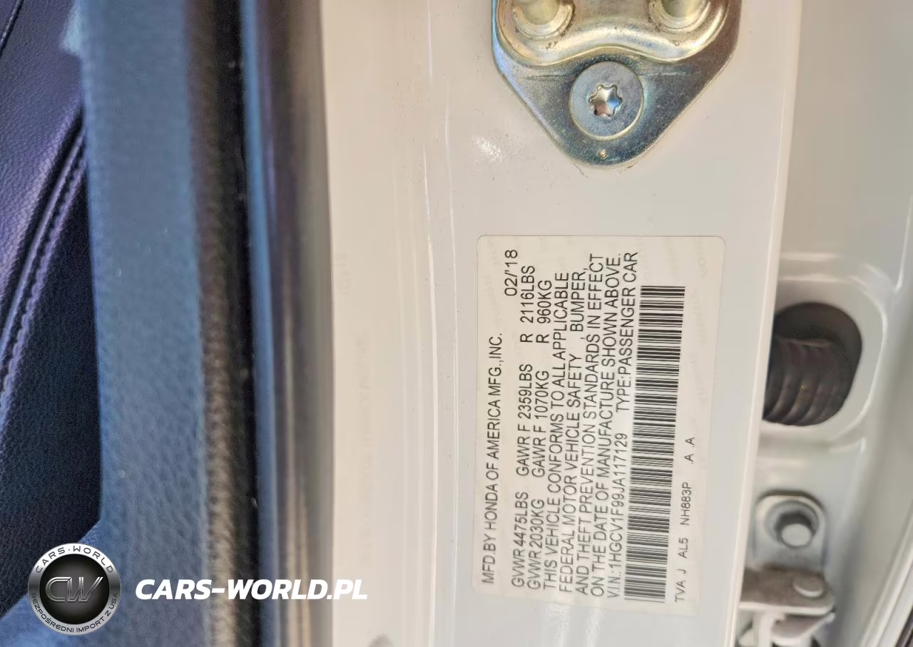 2018 Honda Accord Touring VIN:1HGCV1F99JA117129 - 12