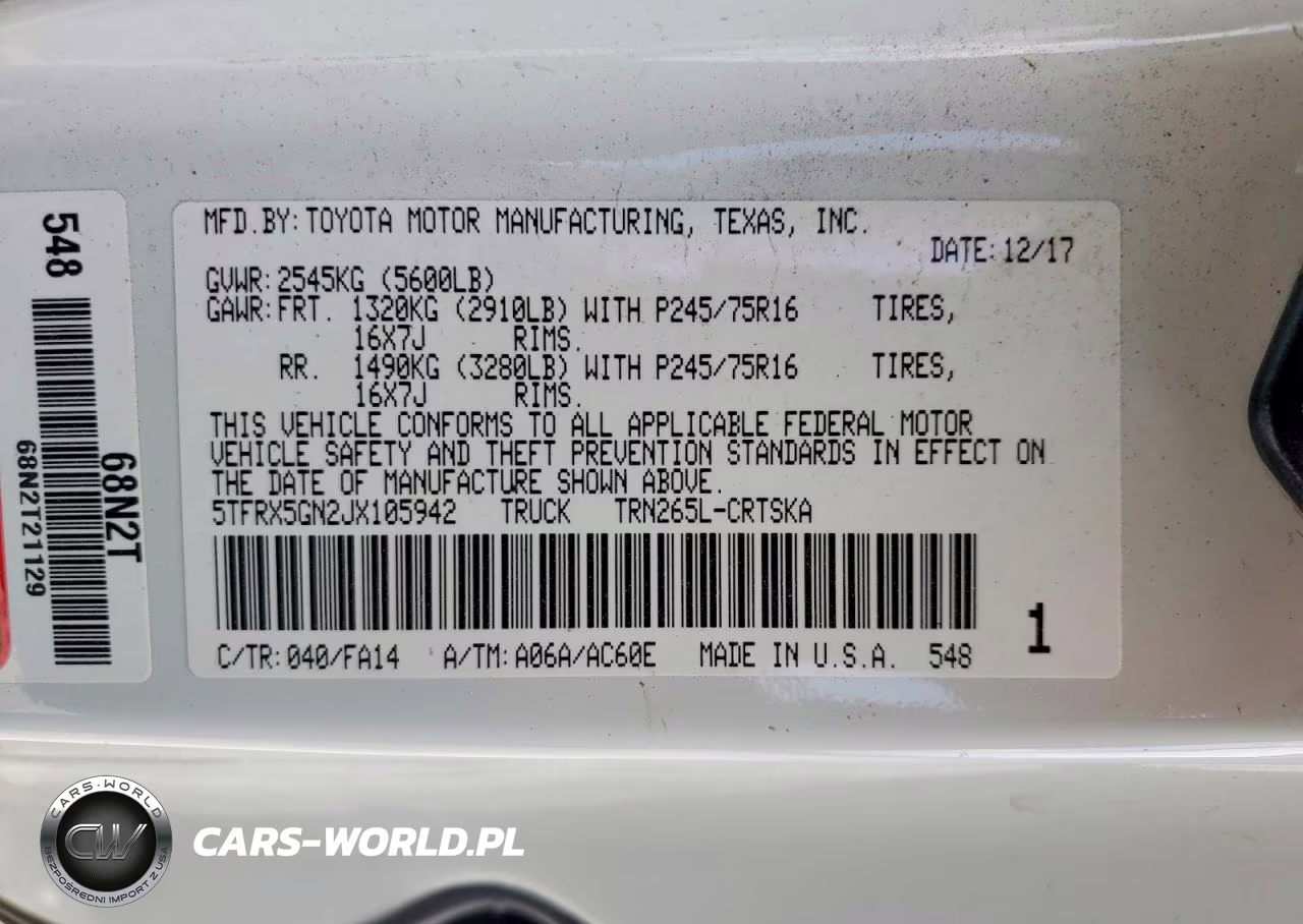 2018 Toyota Tacoma Sr VIN:5TFRX5GN2JX105942 - 12