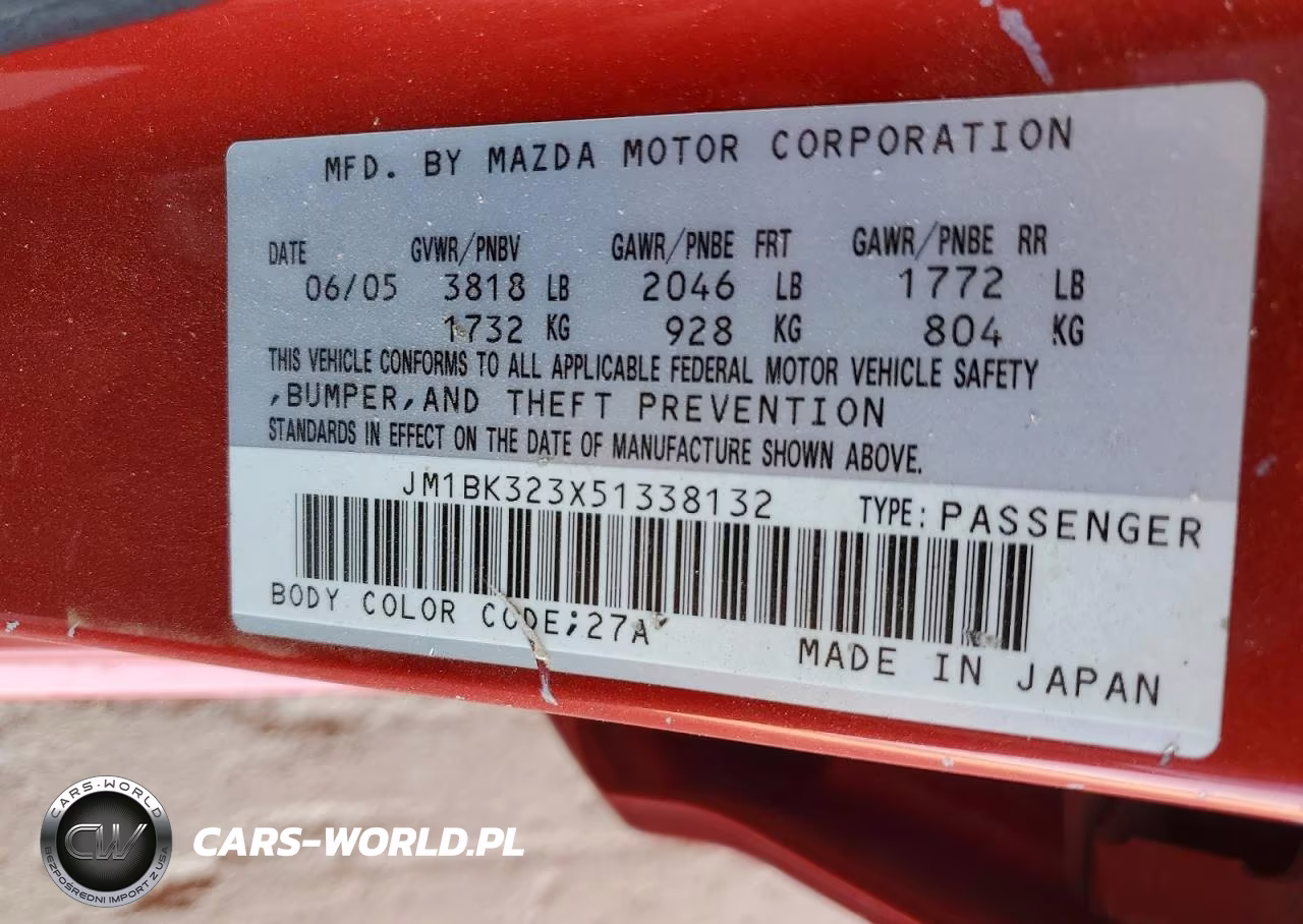 2005 Mazda 3 S VIN:JM1BK323X51338132 - 12