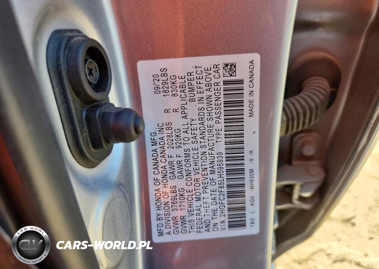 2020 Honda Civic Sport VIN:2HGFC2F85LH595939 - 12