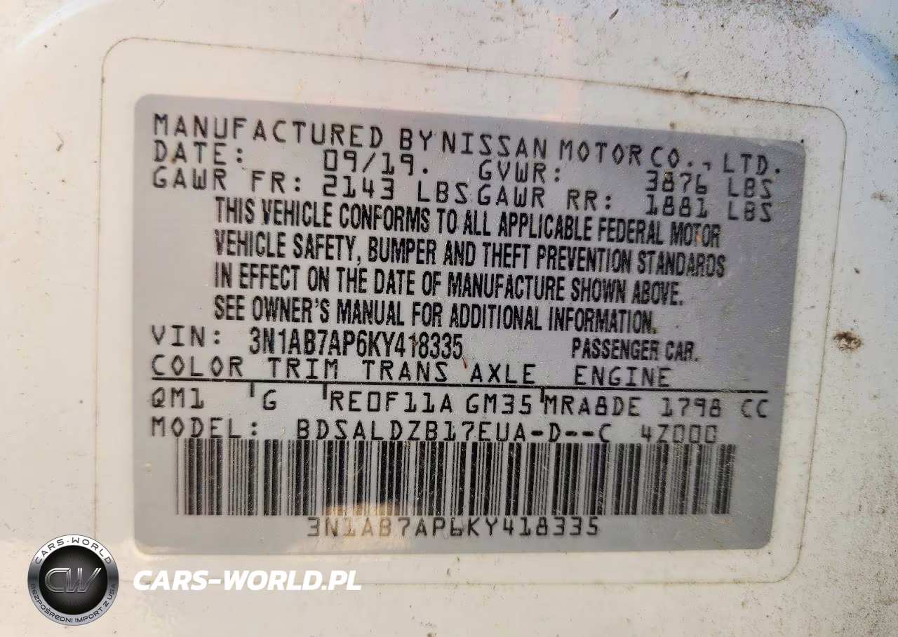 2019 Nissan Sentra Sv VIN:3N1AB7AP6KY418335 - 12