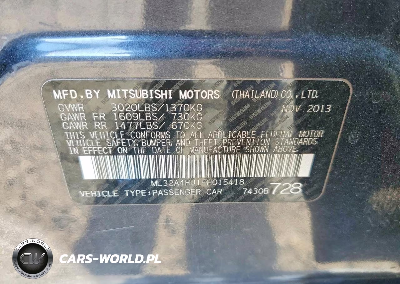 2014 Mitsubishi Mirage Es VIN:ML32A4HJ1EH015418 - 12
