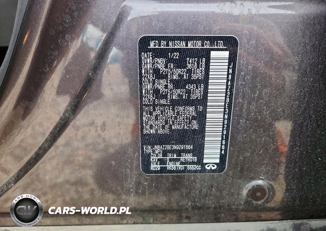 2022 Infiniti Qx80 Sensory VIN:JN8AZ2BE3N9291664 - 12