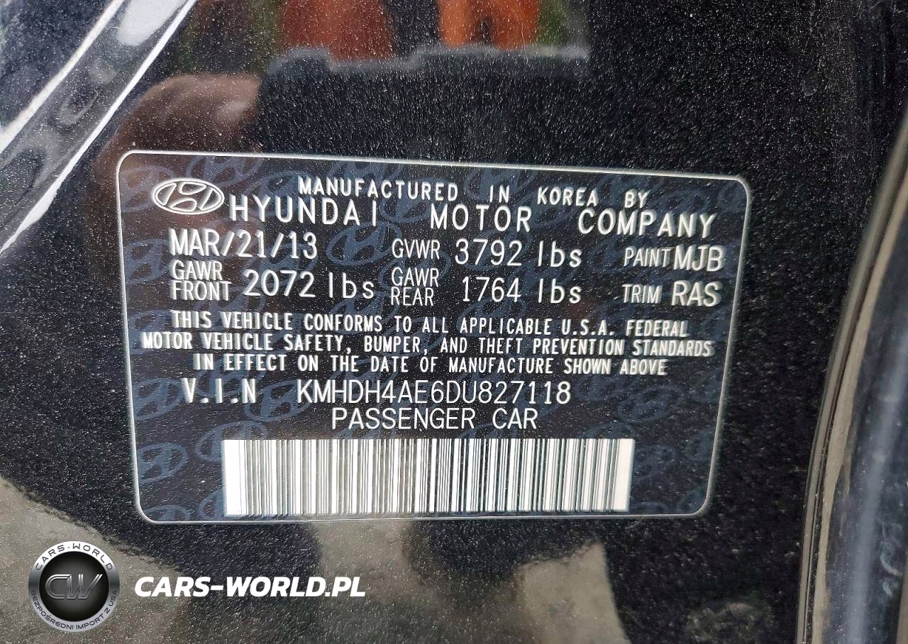 2013 Hyundai Elantra Gls VIN:KMHDH4AE6DU827118 - 13