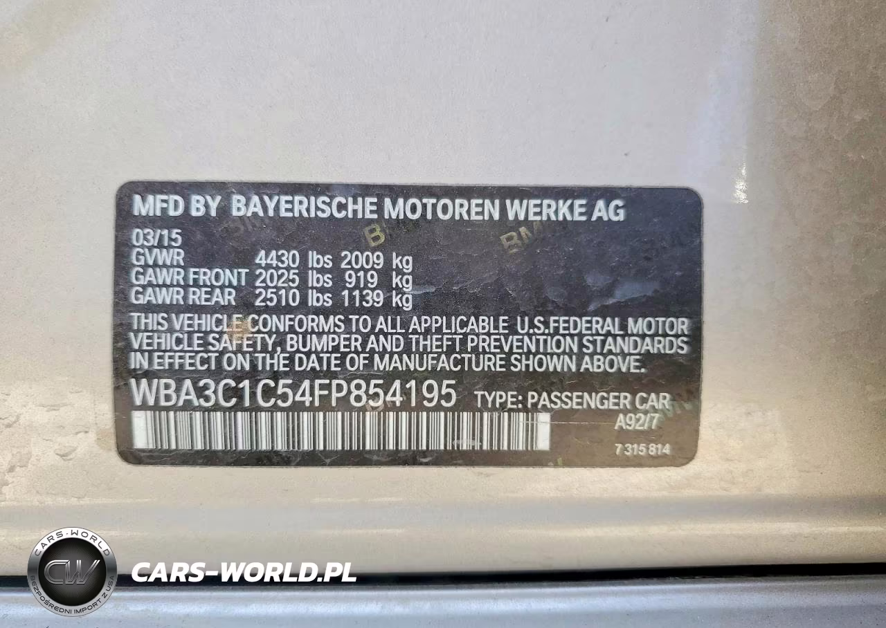 2015 BMW 328 I Sulev VIN:WBA3C1C54FP854195 - 13