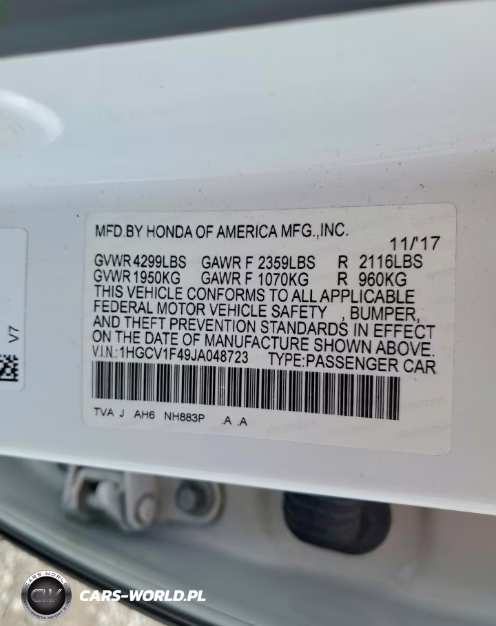 2018 Honda Accord Ex VIN:1HGCV1F49JA048723 - 12