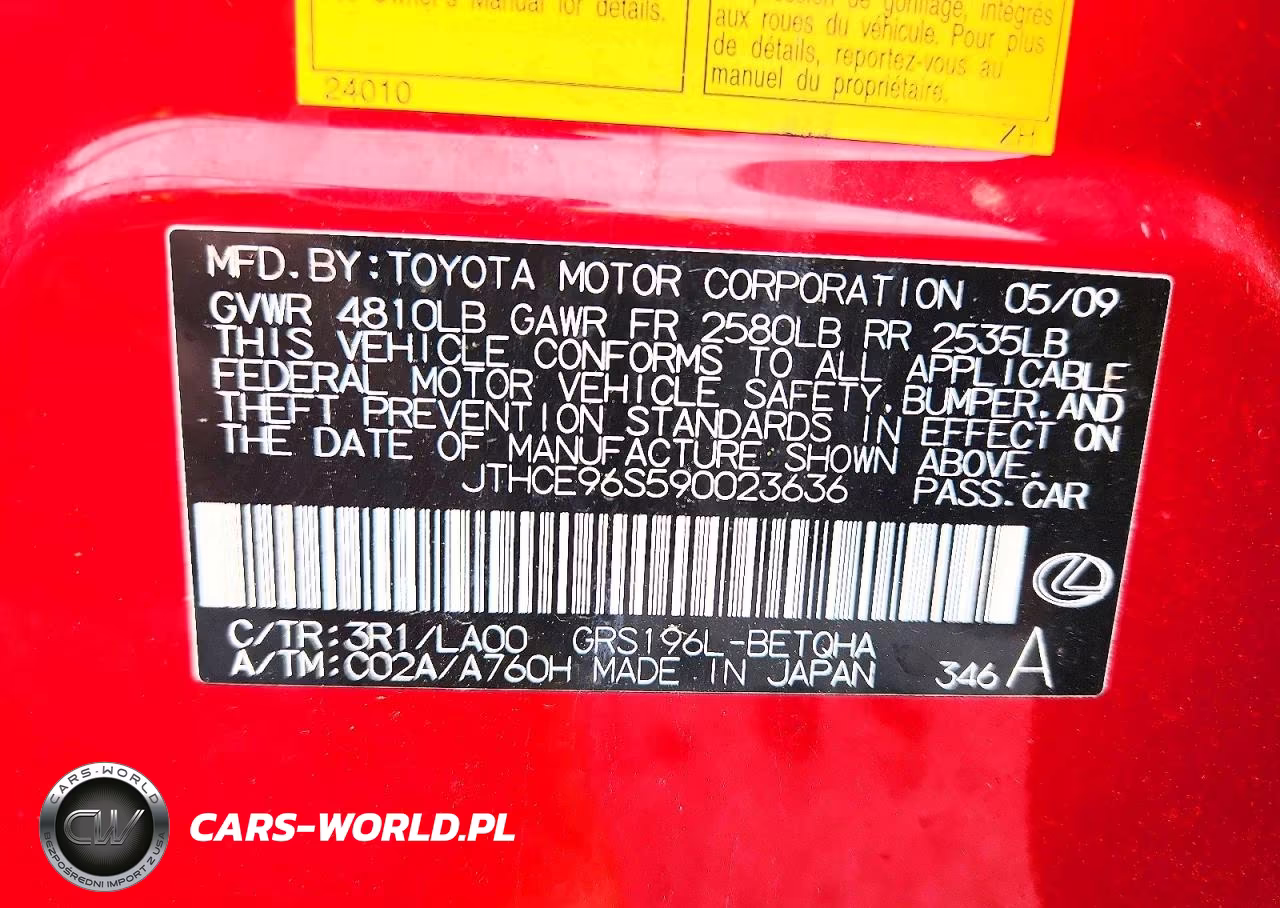 2009 Lexus Gs 350 VIN:JTHCE96S590023636 - 13