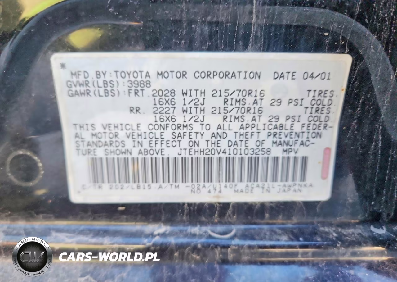 2001 Toyota Rav4 Base VIN:JTEHH20V410103258 - 12