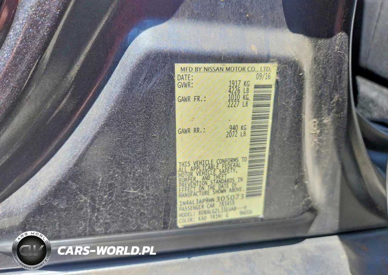 2017 Nissan Altima 2.5 S VIN:1N4AL3AP9HN305073 - 12