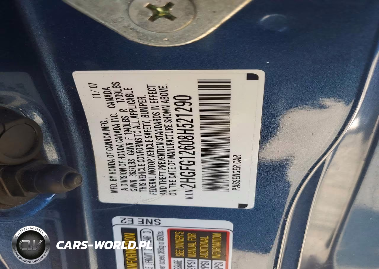 2008 Honda Civic Lx VIN:2HGFG12608H521290 - 12