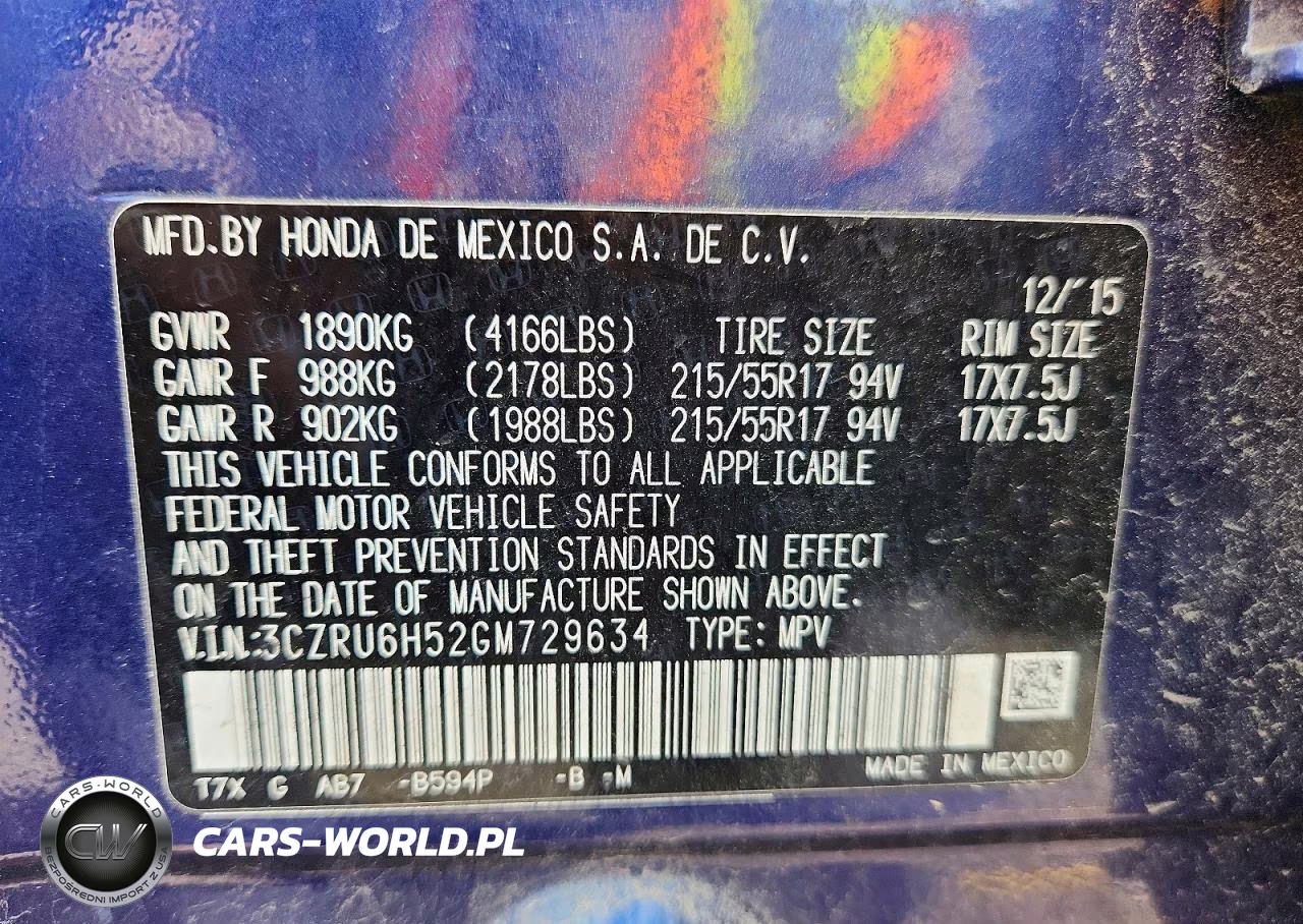 2016 Honda Hr-V Ex VIN:3CZRU6H52GM729634 - 13