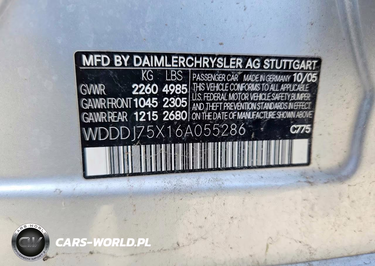 2006 Merz Cl-Class VIN:WDDDJ75X16A055286 - 12