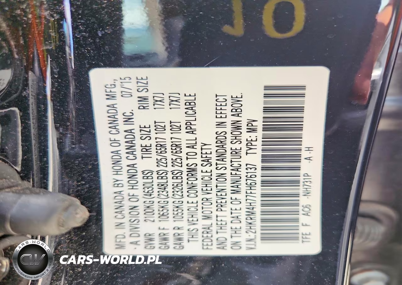 2015 Honda Cr-V Exl VIN:2HKRM4H77FH676137 - 13