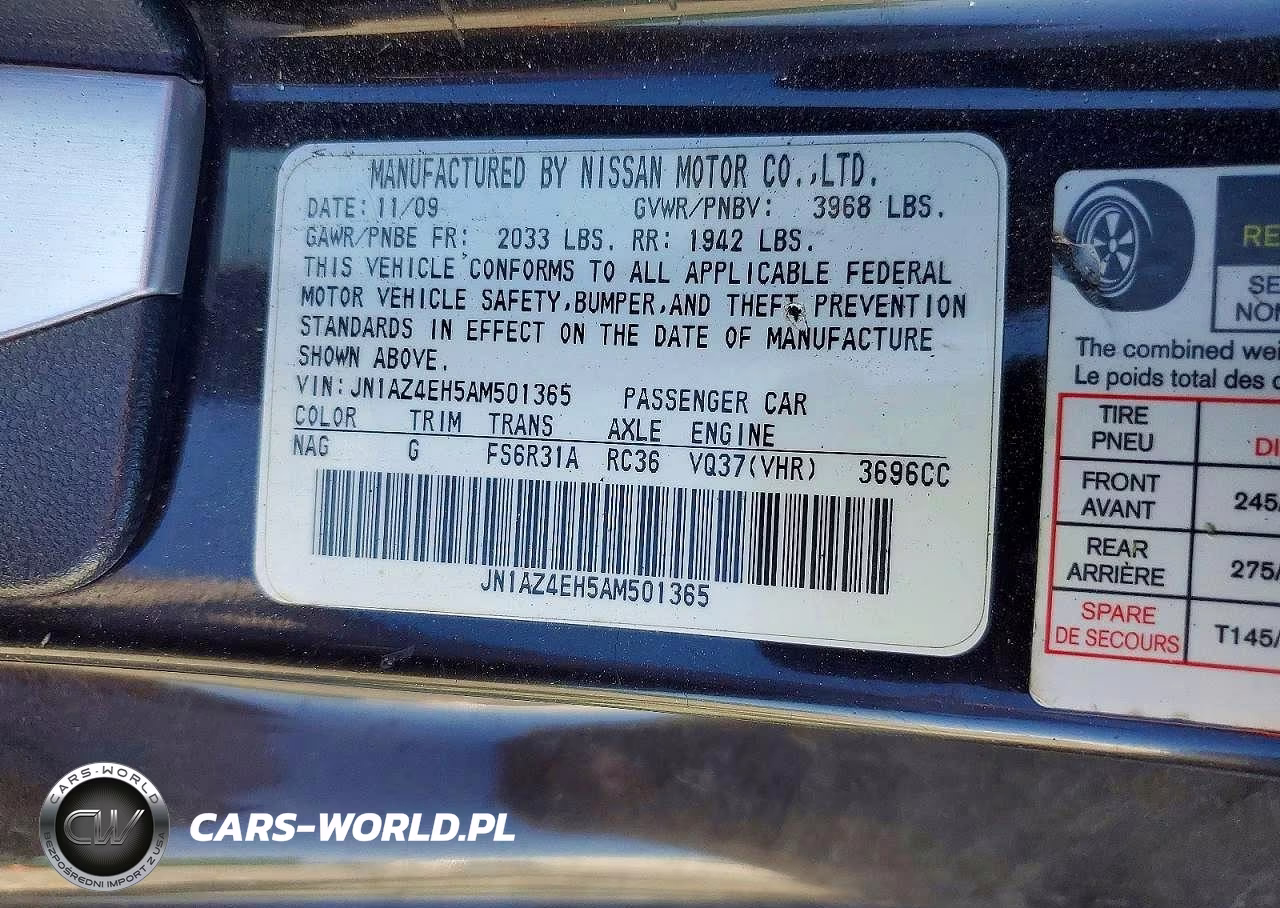 2010 Nissan 370Z Base VIN:JN1AZ4EH5AM501365 - 12
