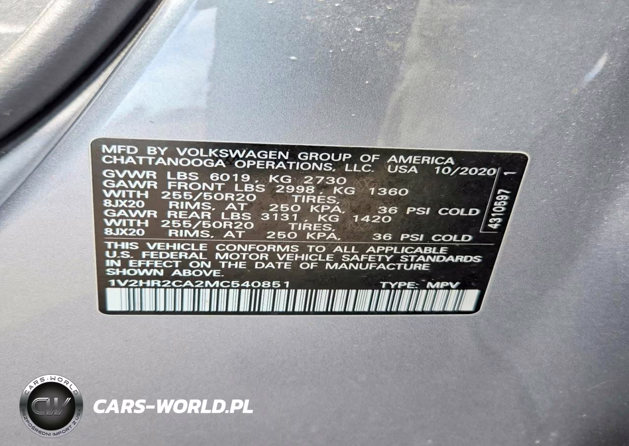 2021 Volkswagen Atlas Se VIN:1V2HR2CA2MC540851 - 14