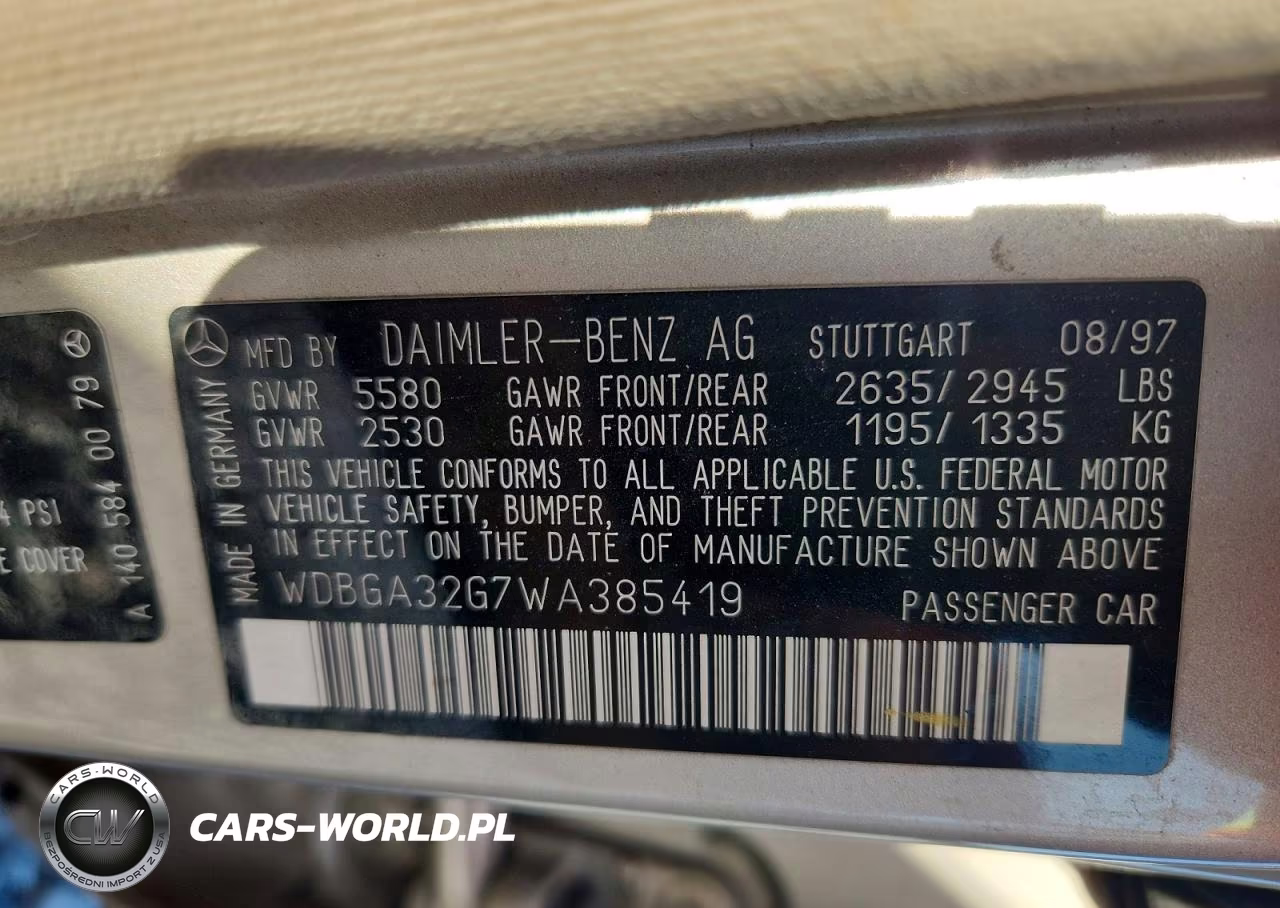1998 Mercedes-Benz S 320W VIN:WDBGA32G7WA385419 - 12
