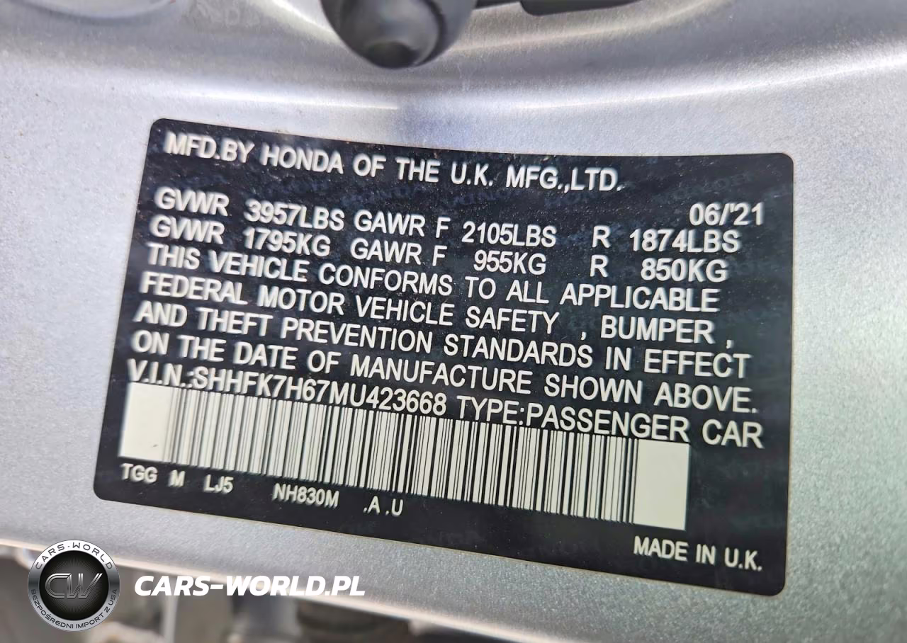 2021 Honda Civic Ex VIN:SHHFK7H67MU423668 - 13
